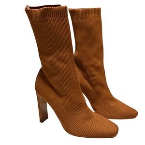 Source Unknown Tan Knit Heeled Boots